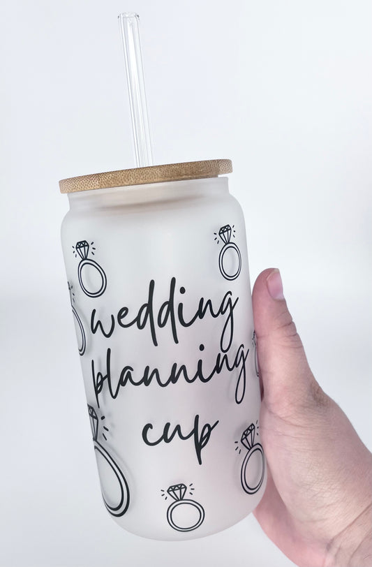 Wedding Planning 16oz Glass Can Cup