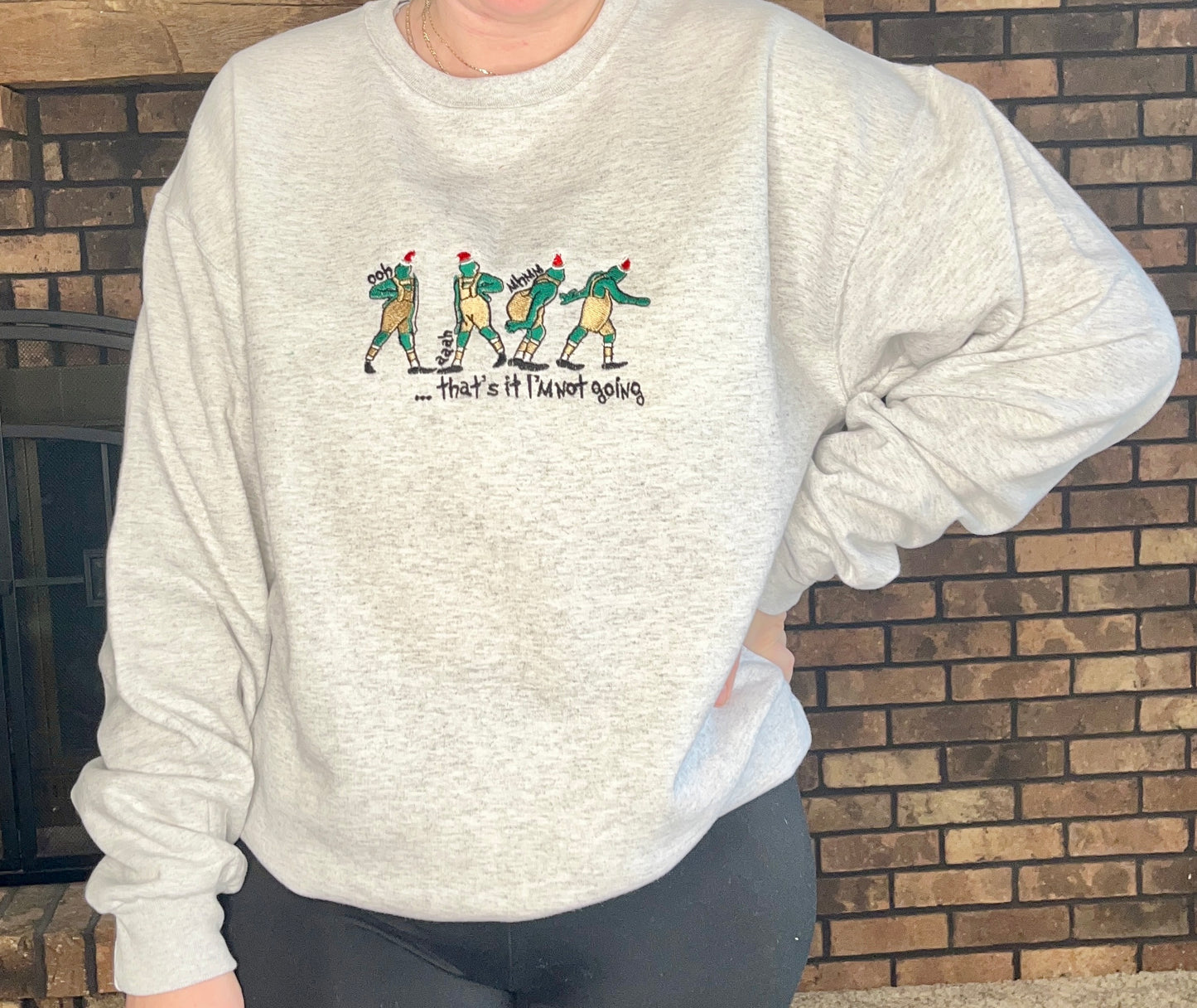 Embroidered Grinch Crewneck Sweater