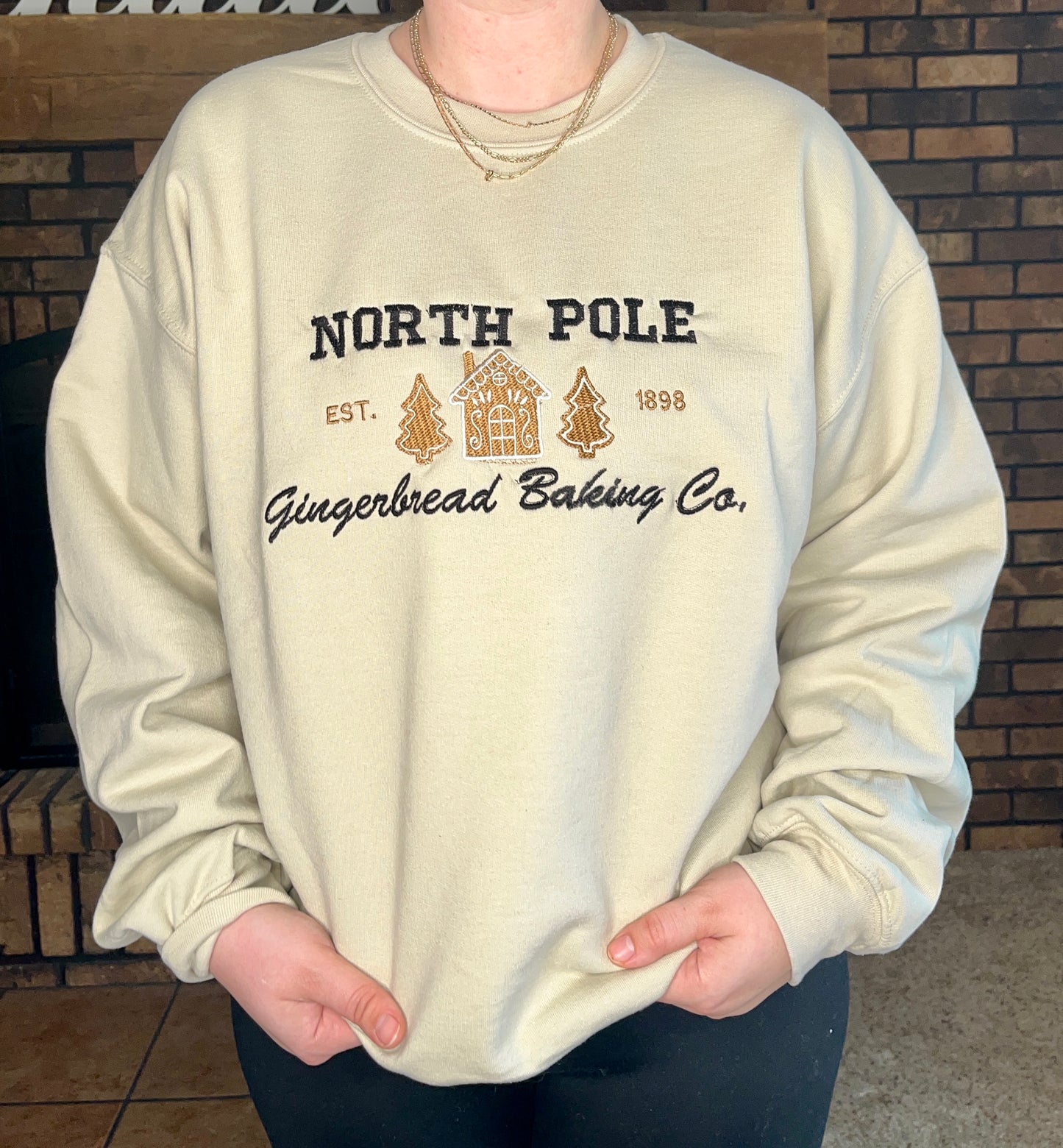 Embroidered North Pole Crewneck Sweater