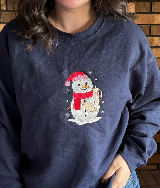 Snowman Embroidered Christmas Sweater