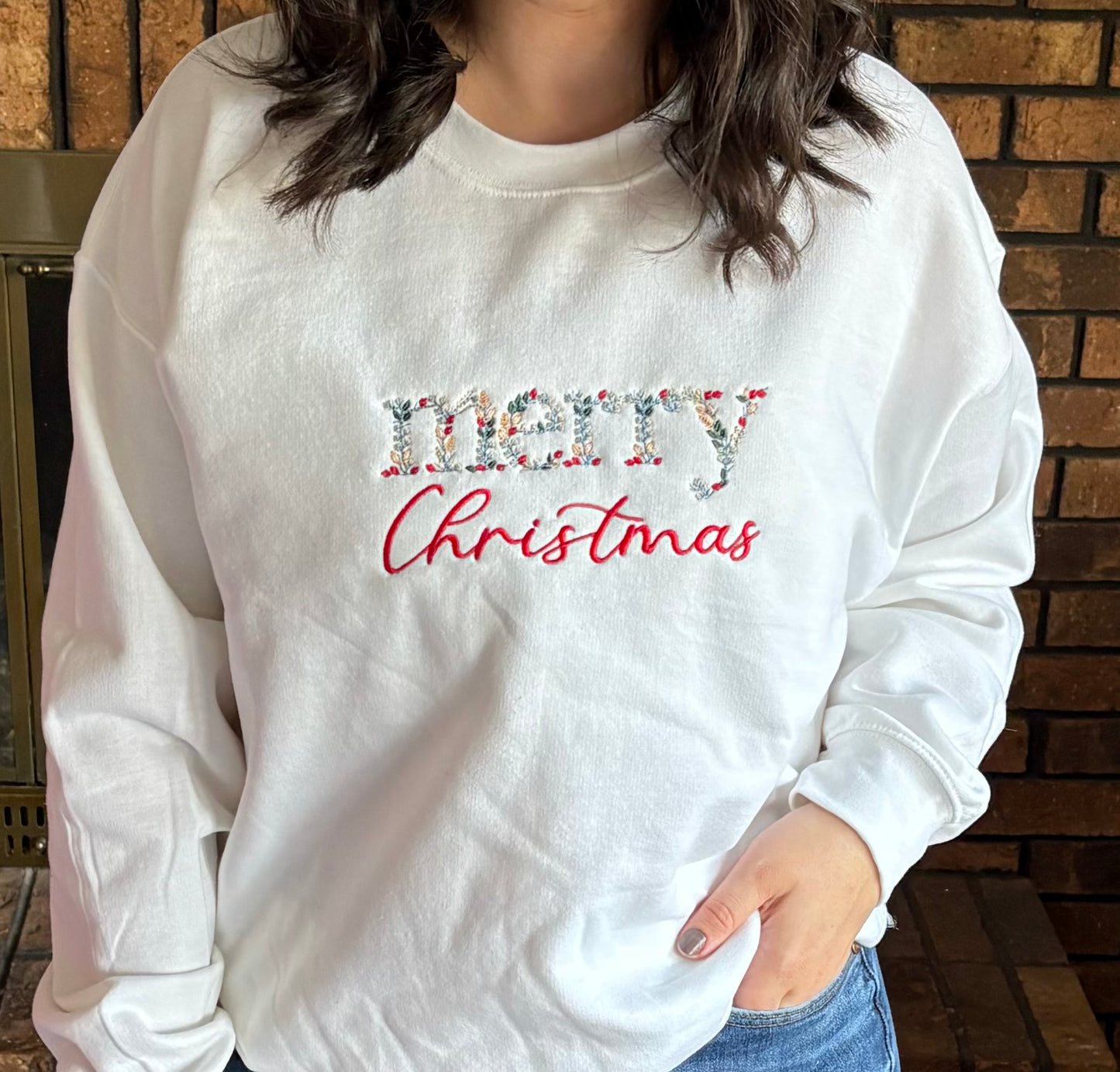 Merry Christmas Embroidered Christmas Sweater