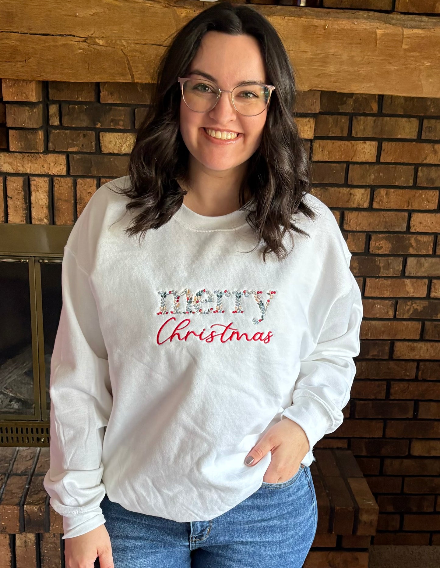 Merry Christmas Embroidered Christmas Sweater