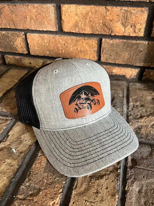 Trucker Hat with Custom Engraved Leather Patch with UTV